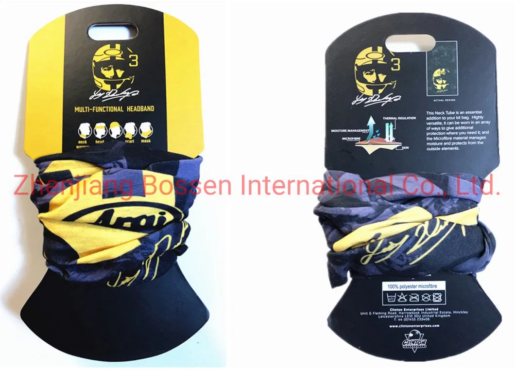 China Factory OEM Customized Design Printed Microfiber Elastic Tube Bandana Scarf Mask with Carton Header