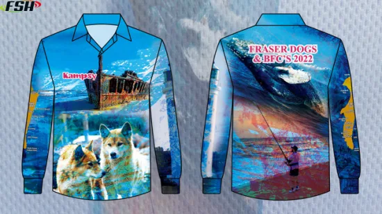 Offre spéciale chemises de pêche personnalisées à manches longues Sublimation blanc Anti