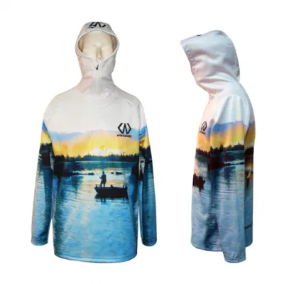 Sweats à capuche de pêche personnalisés à manches longues pour hommes, vêtements de pêche par sublimation