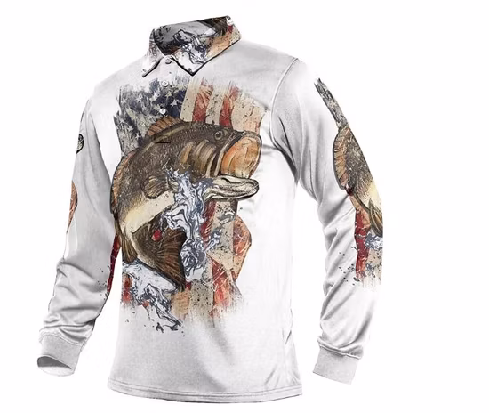 Maillot de pêche personnalisé à manches longues, nouveau Design, vêtements de pêche en gros