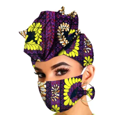 Masque anti-poussière en coton Batik d'Afrique, bandana, foulard